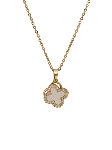 AD / CZ Pendant with Chain in Gold finish - CNB34031