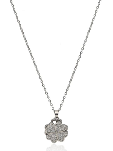 AD / CZ Pendant with Chain in Rhodium finish - CNB34035