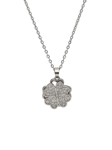 AD / CZ Pendant with Chain in Rhodium finish - CNB34035