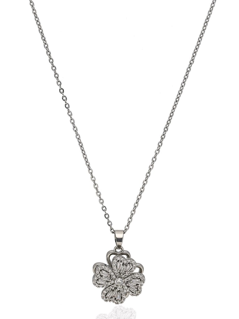 AD / CZ Pendant with Chain in Rhodium finish - CNB34037