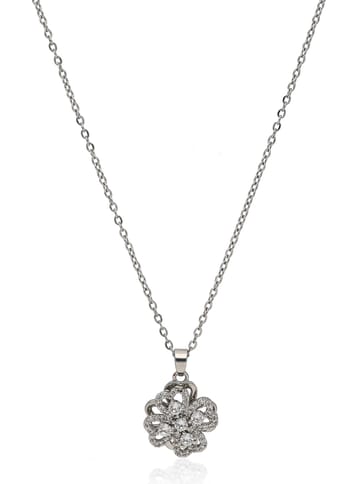 AD / CZ Pendant with Chain in Rhodium finish - CNB34038