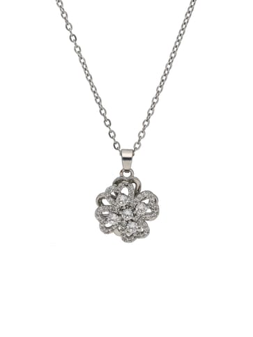 AD / CZ Pendant with Chain in Rhodium finish - CNB34038