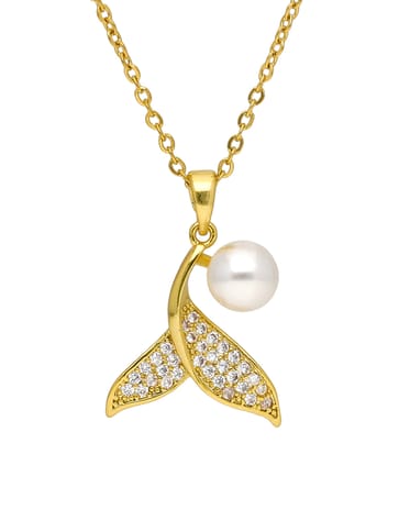 AD / CZ Pendant with Chain in Gold finish - CNB34042