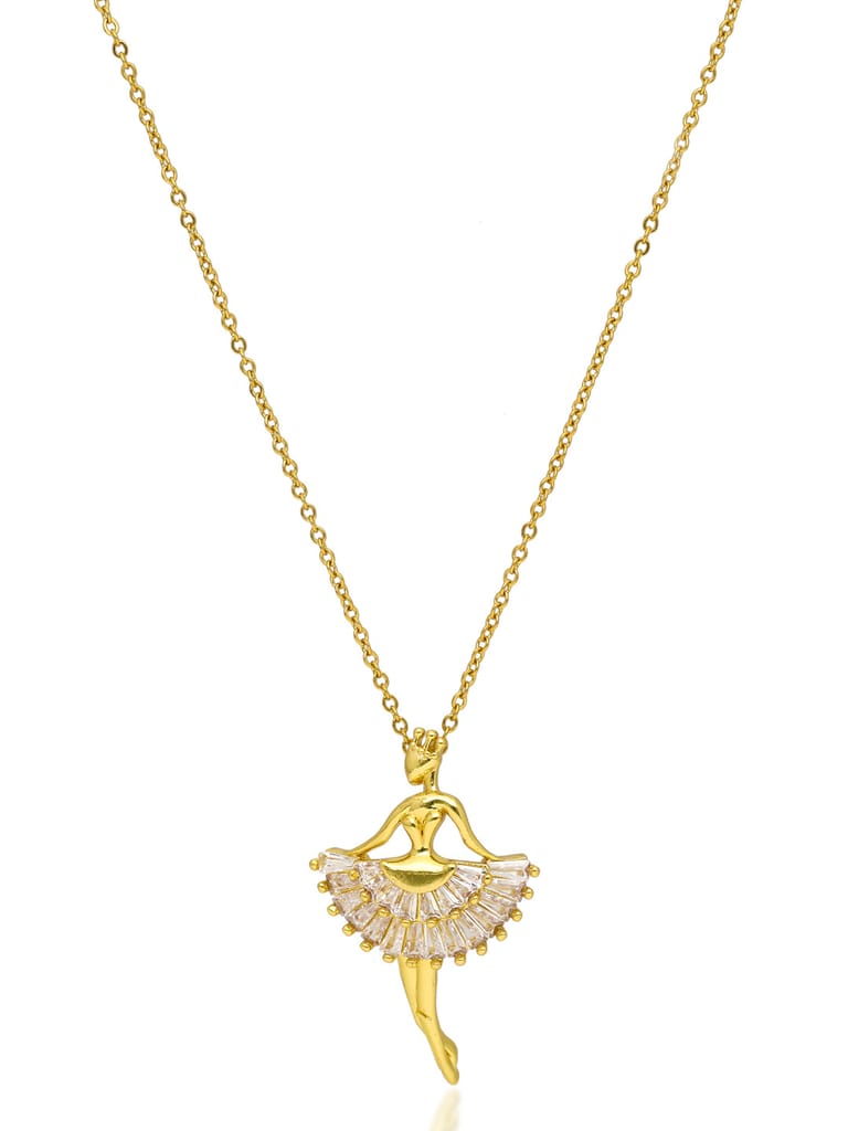 AD / CZ Pendant with Chain in Gold finish - CNB34043