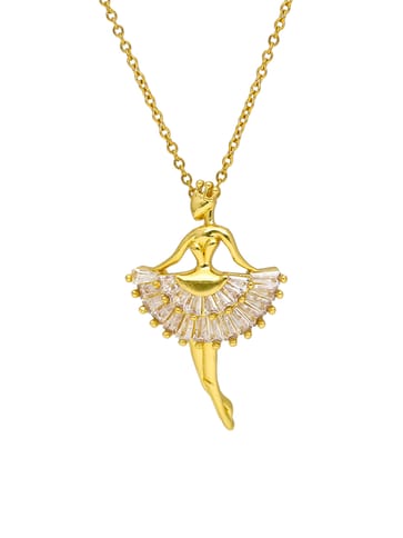 AD / CZ Pendant with Chain in Gold finish - CNB34043
