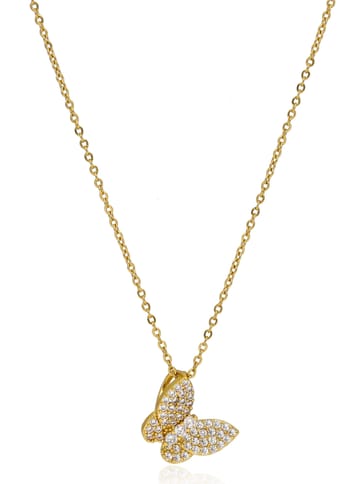 AD / CZ Pendant with Chain in Gold finish - CNB34046