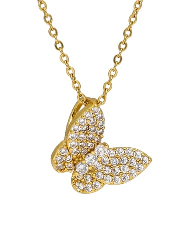 AD / CZ Pendant with Chain in Gold finish - CNB34046