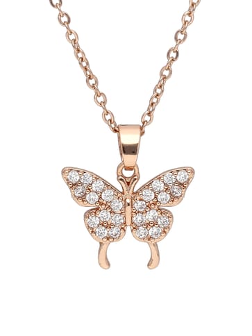 AD / CZ Pendant with Chain in Rose Gold finish - CNB34048