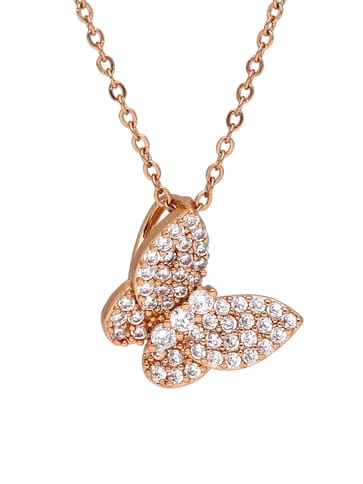 AD / CZ Pendant with Chain in Rose Gold finish - CNB34047