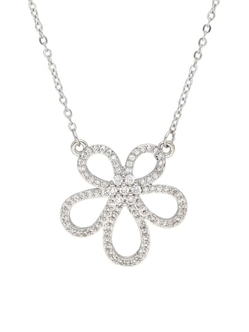 AD / CZ Pendant with Chain in Rhodium finish - CNB34051