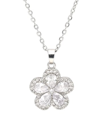 AD / CZ Pendant with Chain in Rhodium finish - CNB34050