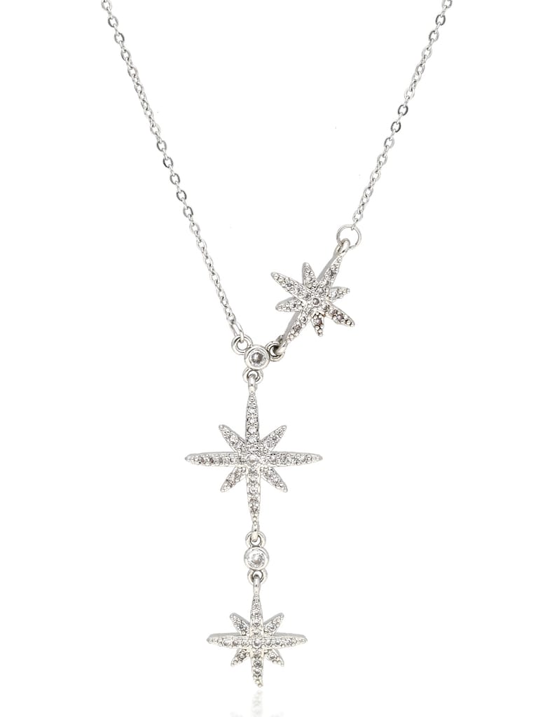 AD / CZ Pendant with Chain in Rhodium finish - CNB34049