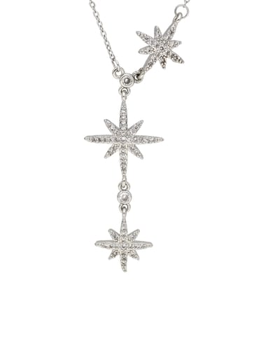 AD / CZ Pendant with Chain in Rhodium finish - CNB34049