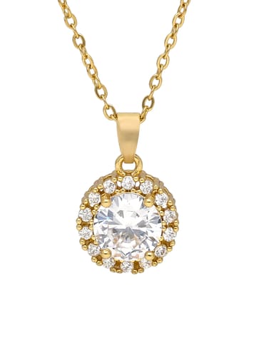 AD / CZ Pendant with Chain in Gold finish - CNB34053