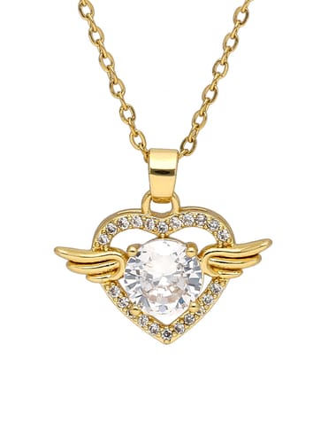 AD / CZ Pendant with Chain in Gold finish - CNB34054