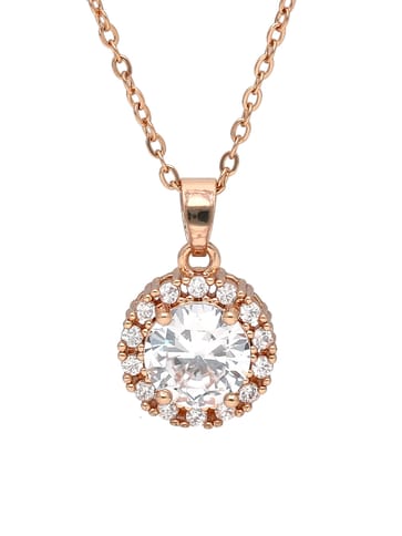 AD / CZ Pendant with Chain in Rose Gold finish - CNB34052