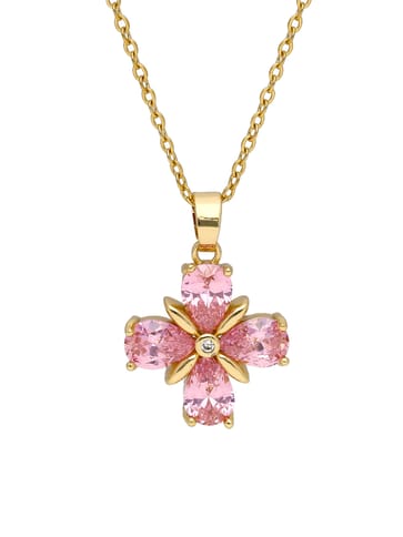 AD / CZ Pendant with Chain in Gold finish - CNB34056