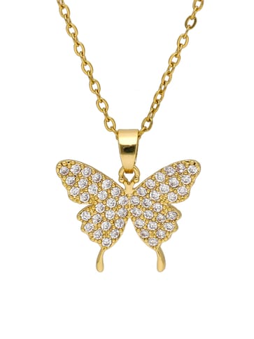 AD / CZ Pendant with Chain in Gold finish - CNB34055