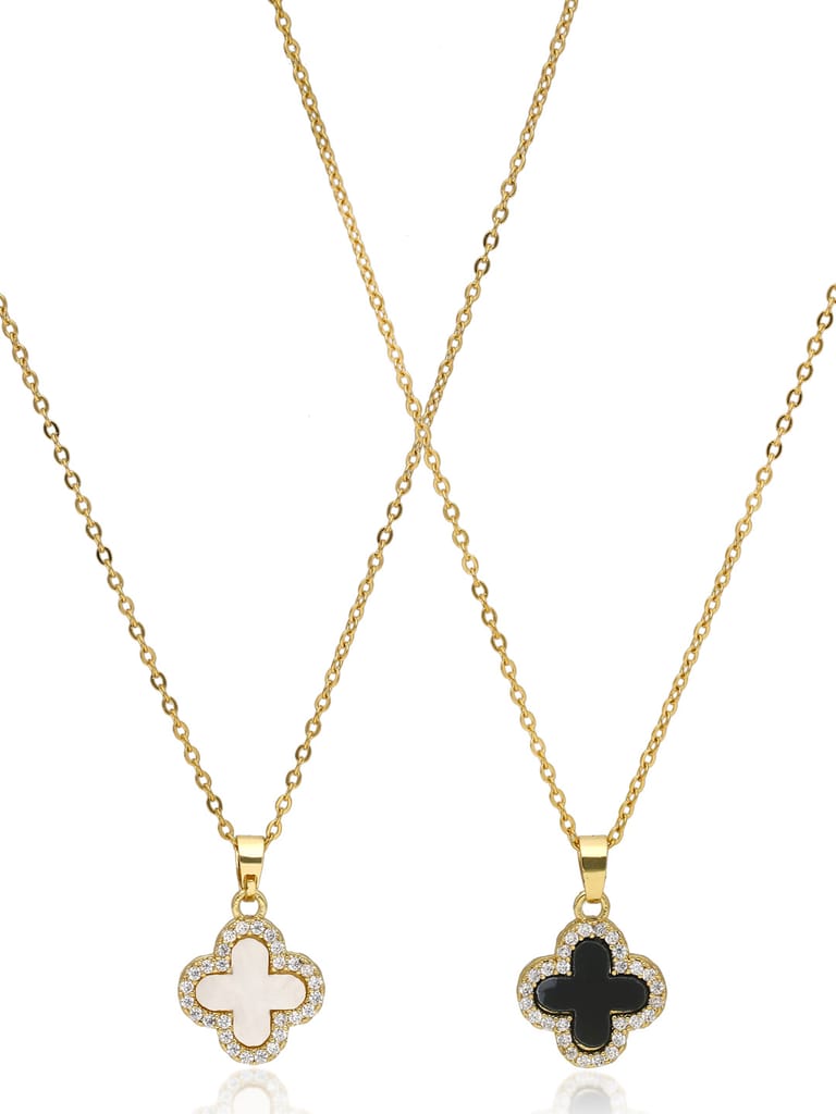 AD / CZ Pendant with Chain in Gold finish - CNB34058