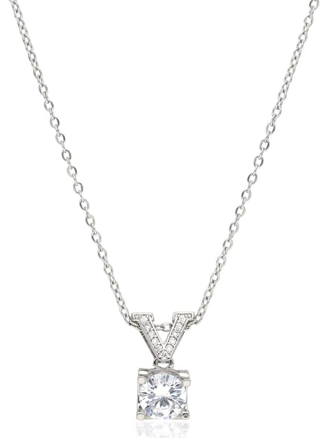 AD / CZ Pendant with Chain in Rhodium finish - CNB34059