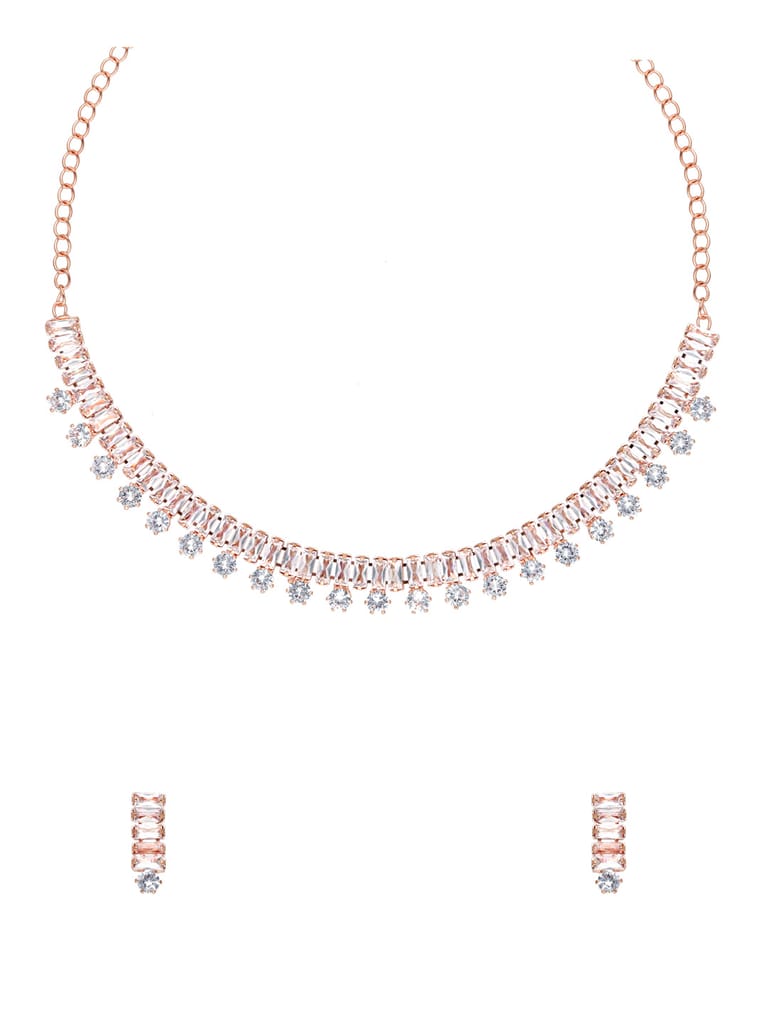 Stone Necklace Set in Rose Gold finish - CNB34814