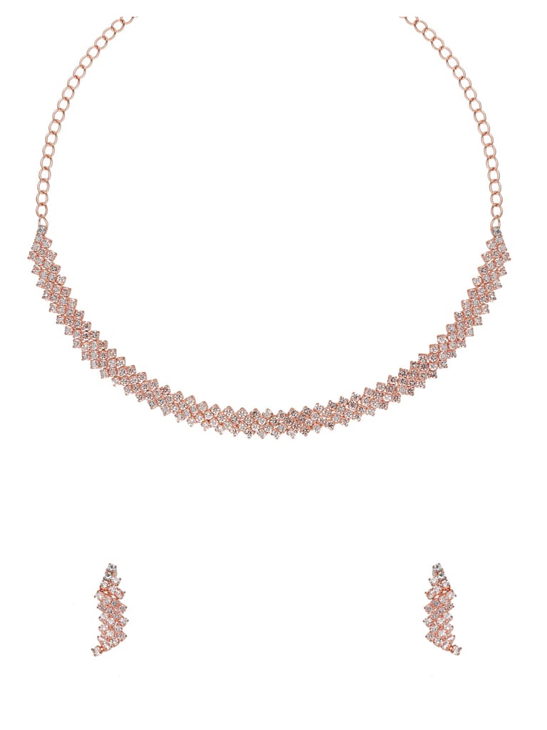 Stone Necklace Set in Rose Gold finish - CNB34818