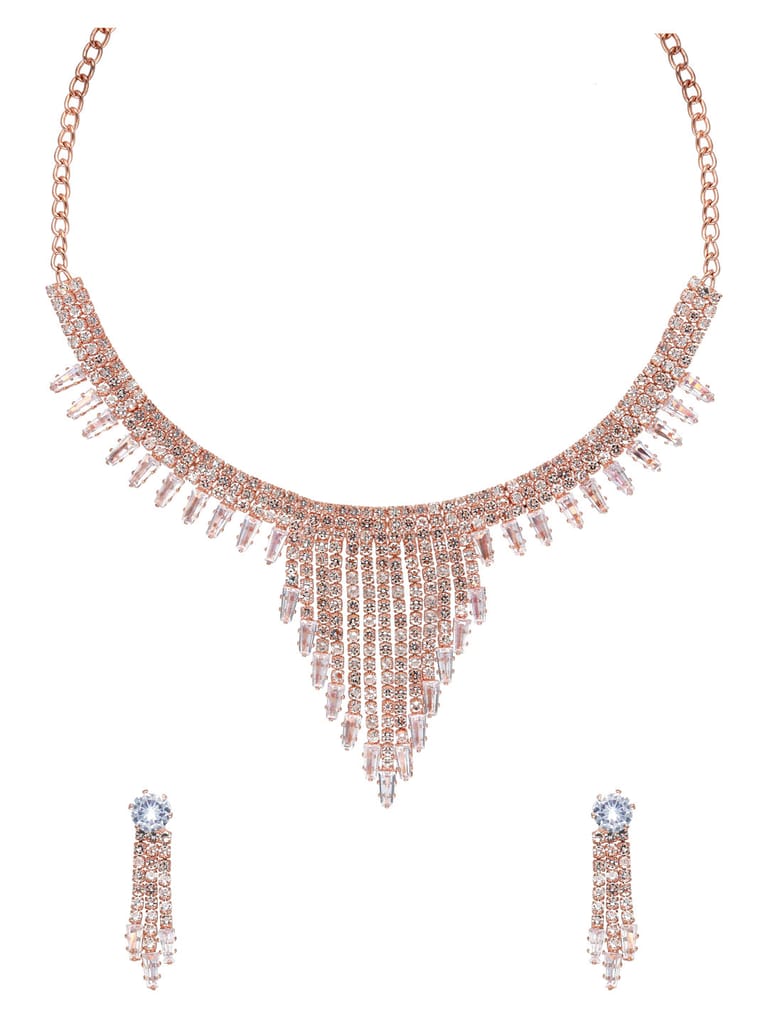 Stone Necklace Set in Rose Gold finish - CNB34816