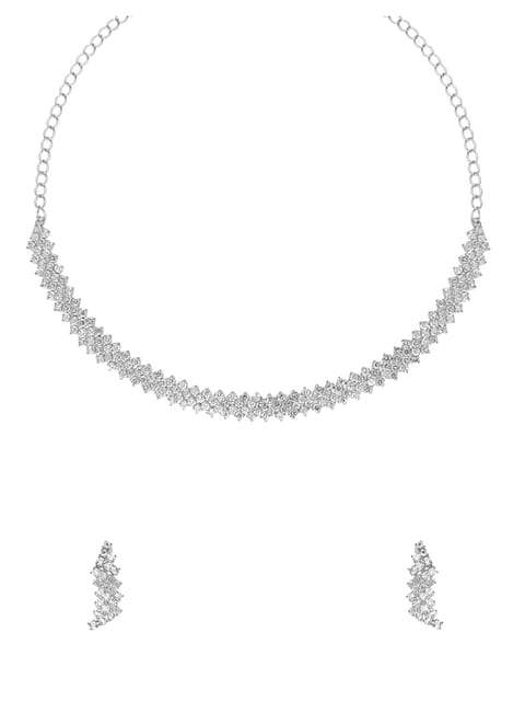 Stone Necklace Set in Rhodium finish - CNB34819