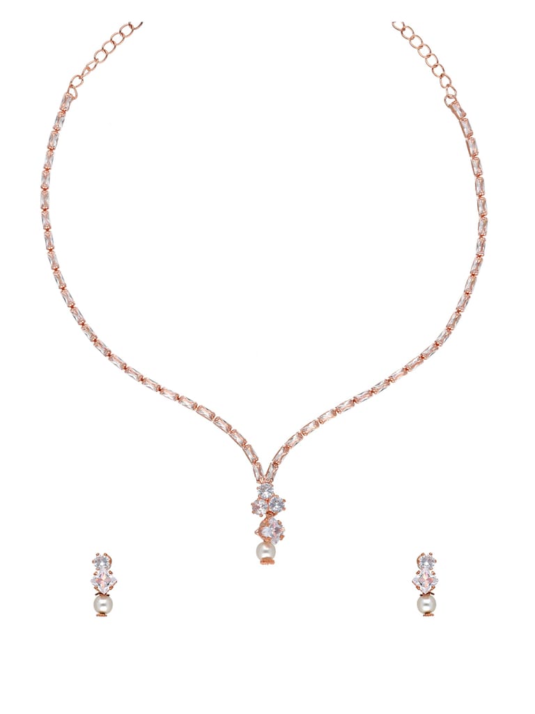 Stone Necklace Set in Rose Gold finish - CNB34820