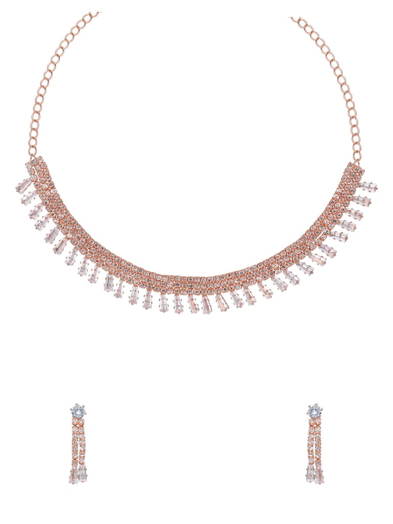 Stone Necklace Set in Rose Gold finish - CNB34822