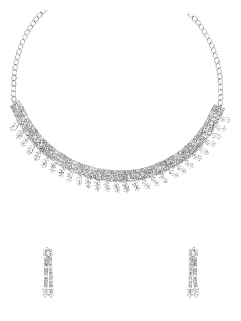 Stone Necklace Set in Rhodium finish - CNB34825