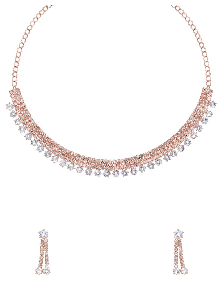 Stone Necklace Set in Rose Gold finish - CNB34826