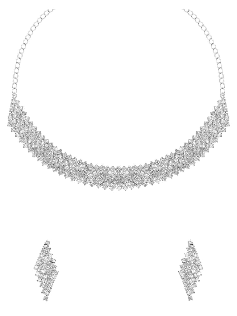 Stone Necklace Set in Rhodium finish - CNB34831