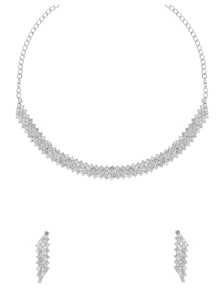 Stone Necklace Set in Rhodium finish - CNB34833