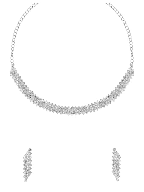 Stone Necklace Set in Rhodium finish - CNB34833