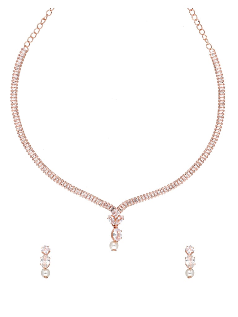 Stone Necklace Set in Rose Gold finish - CNB34834