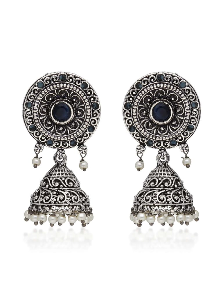Jhumka Earrings in Oxidised Silver finish - DEJ911