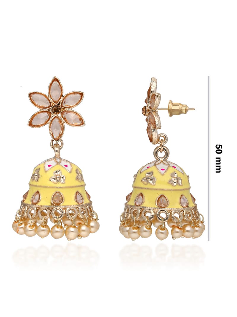 Meenakari Jhumka Earrings in Rose Gold finish - PARJ925