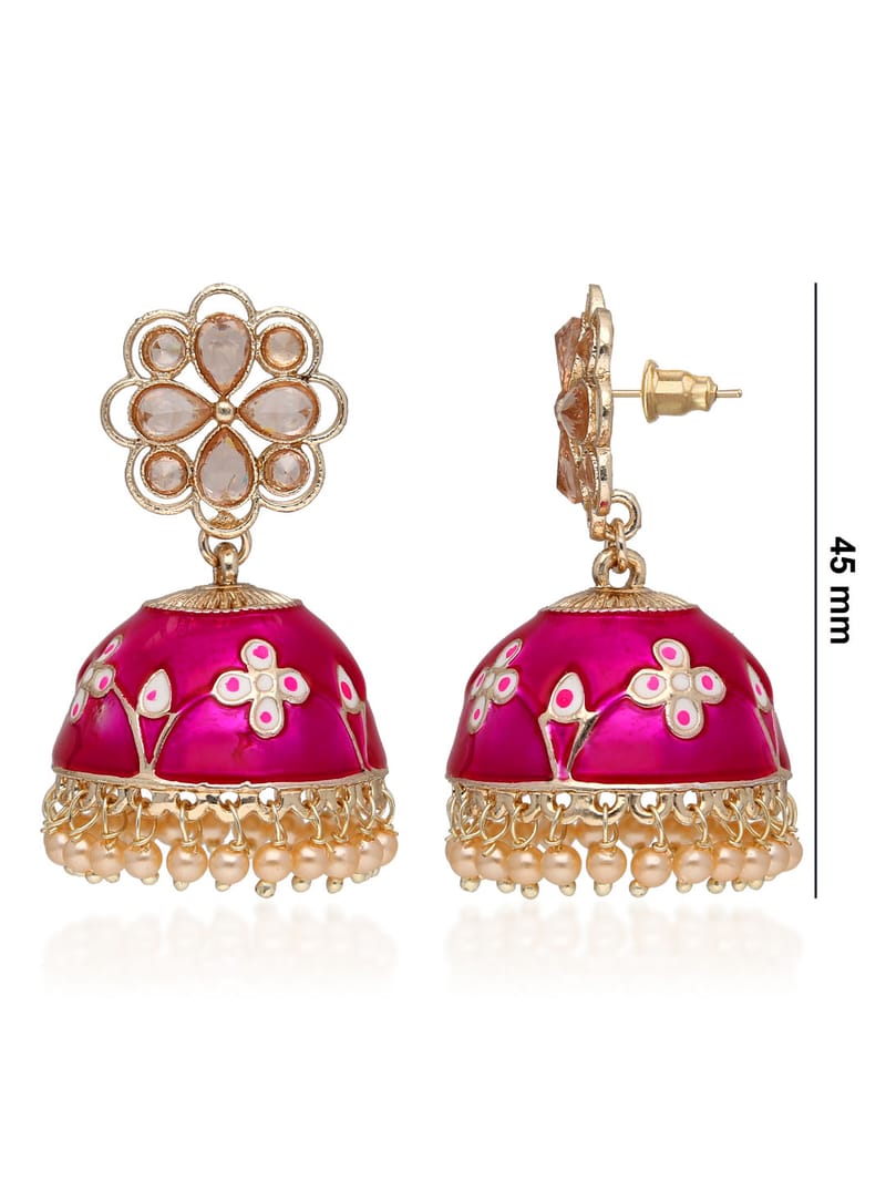 Meenakari Jhumka Earrings in Rose Gold finish - PARJ702