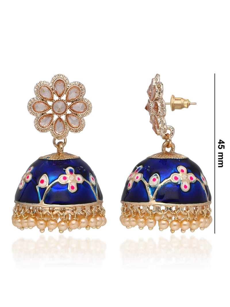 Meenakari Jhumka Earrings in Rose Gold finish - PARJ839