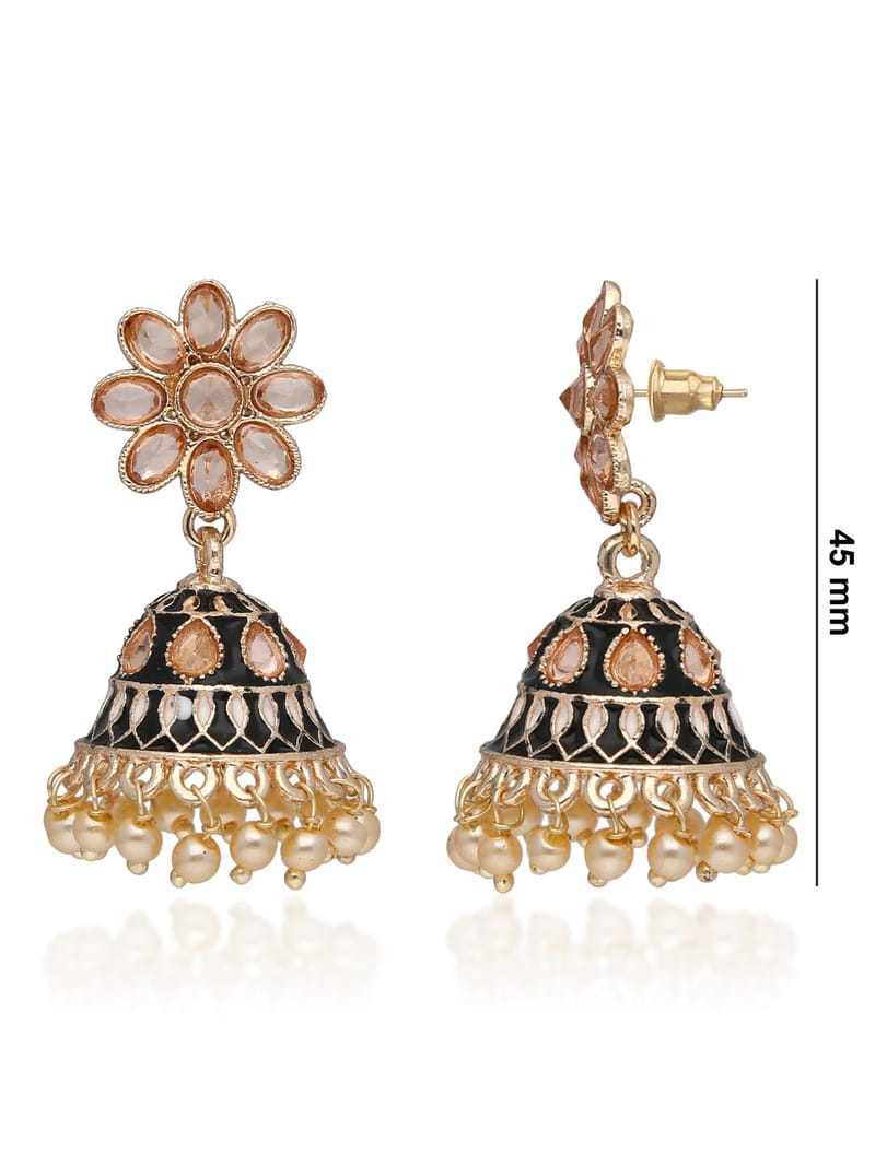 Meenakari Jhumka Earrings in Rose Gold finish - PARJ907