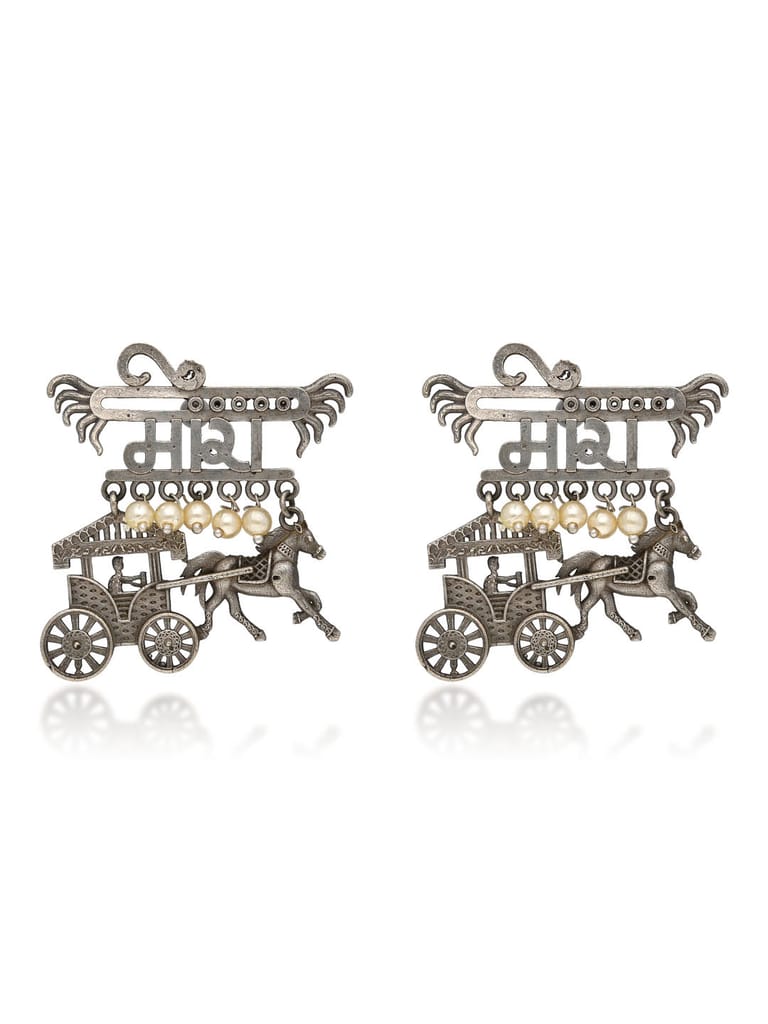 Dangler Earrings in Oxidised Silver finish - CNB35253