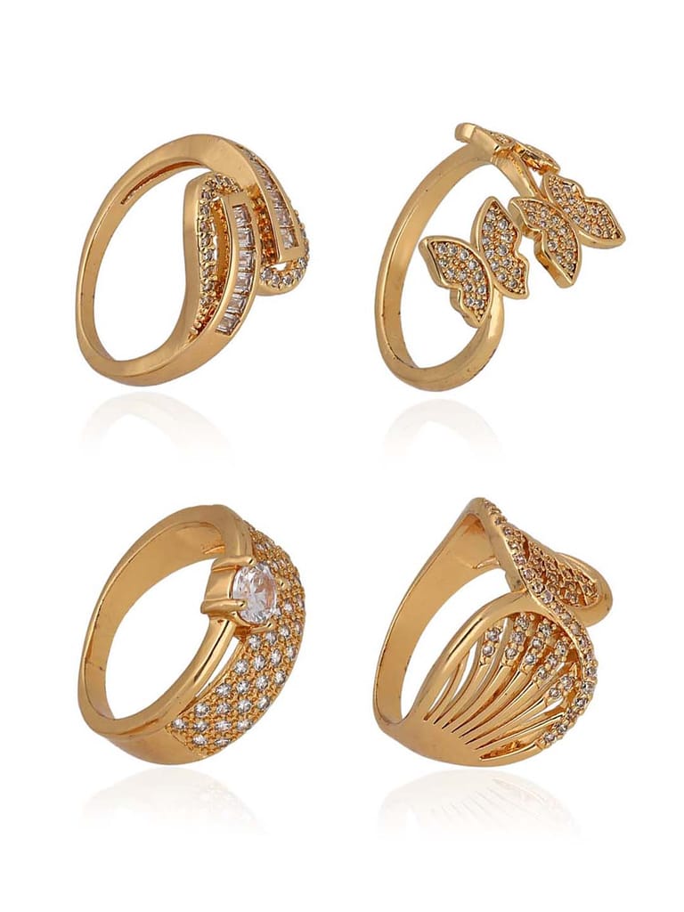 AD / CZ Finger Ring in Gold finish - A-13GO
