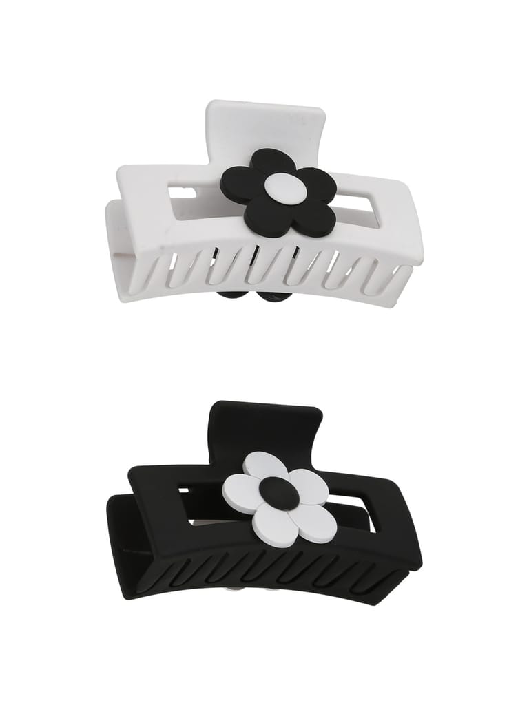 Plain Butterfly Clip in Black & White color - CNB34913