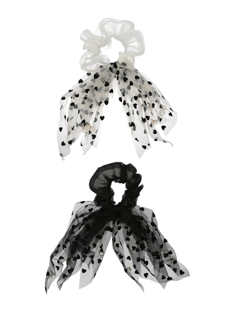 Fancy Scrunchies in Black & White color - CNB36264