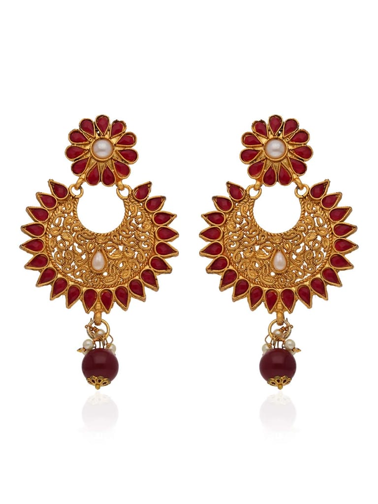 Traditional Long Earrings in Gold finish - S34411