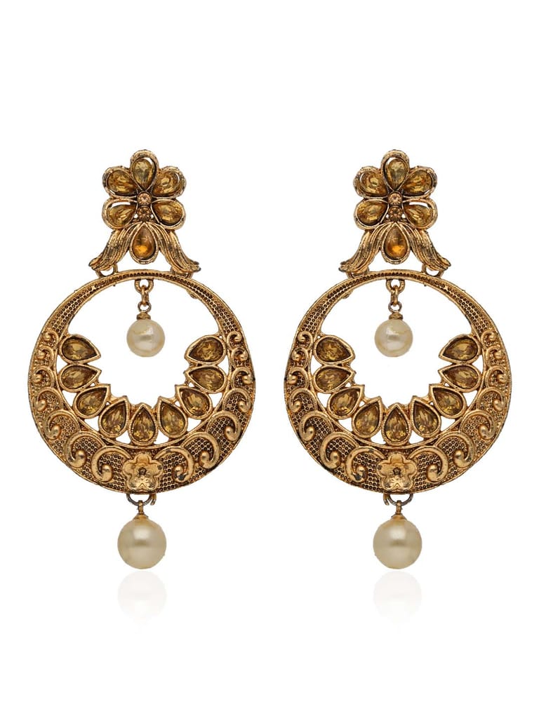 Traditional Long Earrings in Gold finish - S34429