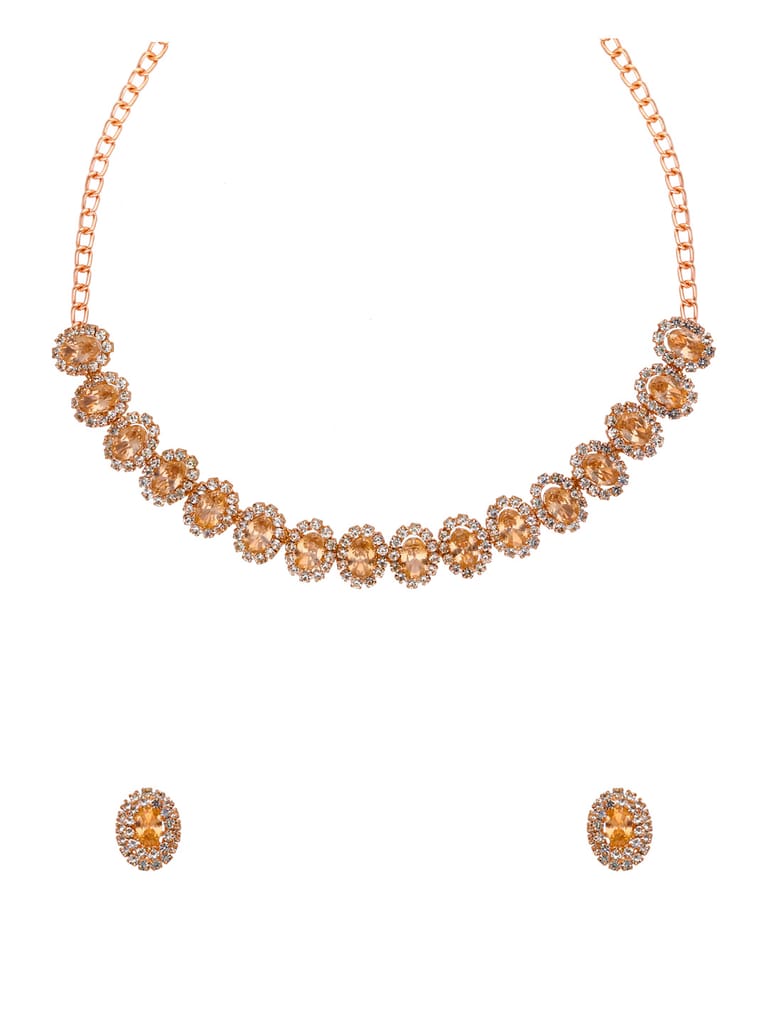 Stone Necklace Set in Rose Gold finish - CNB34955