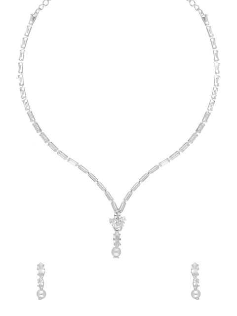 Stone Necklace Set in Rhodium finish - CNB35008