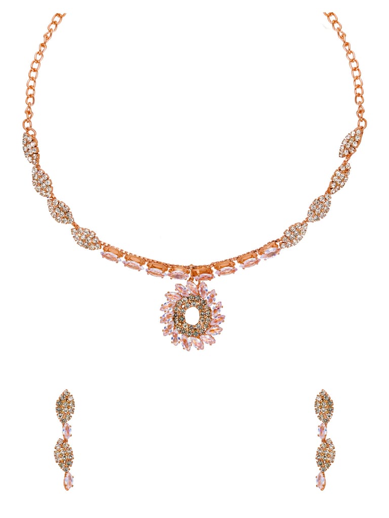 Stone Necklace Set in Rose Gold finish - CNB35009